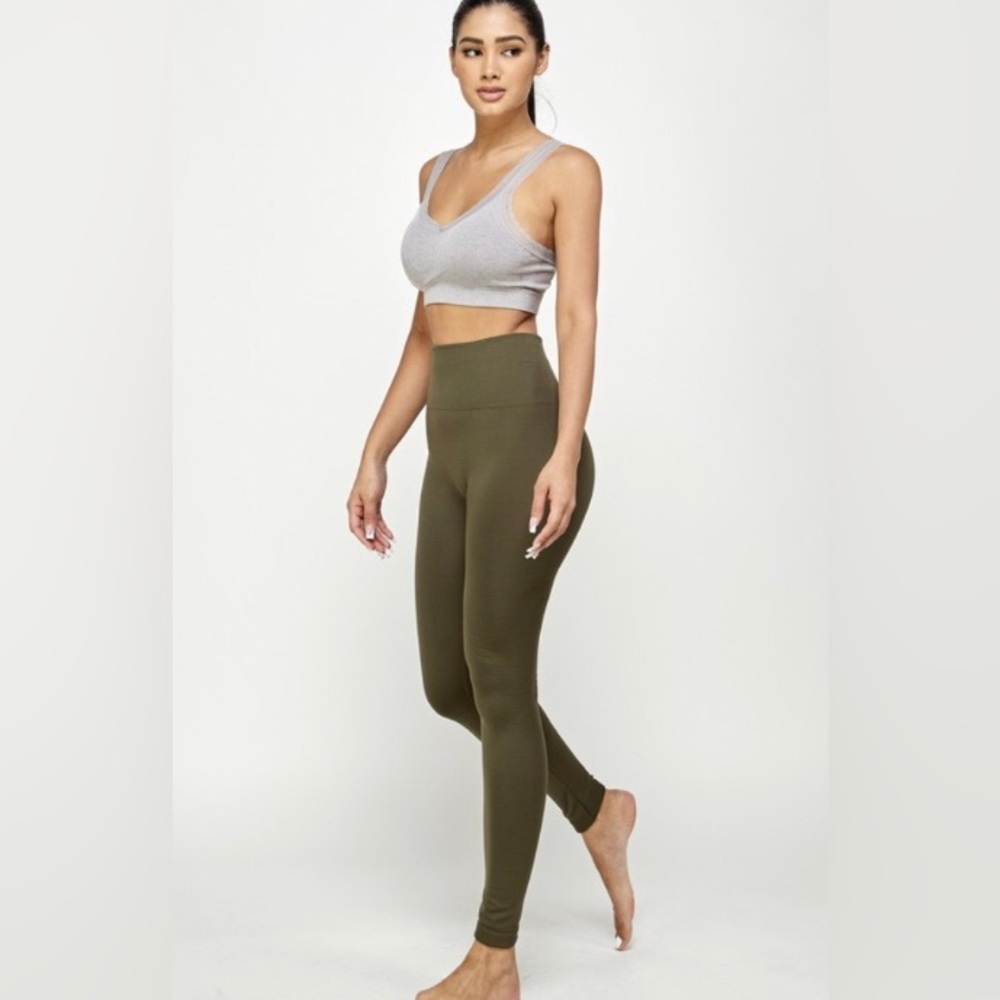 Olive Fleece Lined Leggings - NWT!